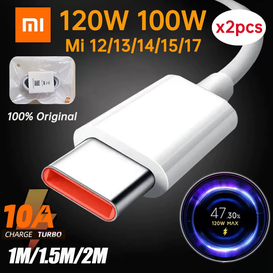 Original Usb Type C Cable 120W 100W 90W 67W 45W Turbo Fast Charger Mi 17 15 14 13 12 T Pro Ultra Poco F8 X8 X7 Redmi Note